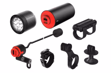 Scheinwerfer PWR MTB 2000 Set mit Helm- und Lenkerhalter black