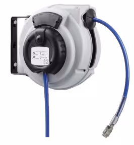 AZE avvolgitubo 12m, tubo PU 10 bar incluso raccordo, girevole, grigio