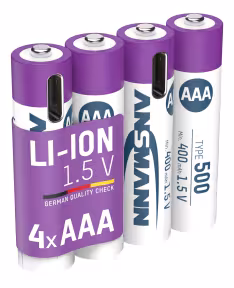 Ansmann aufladbare Batterien Li-Ion Akkus Micro AAA Typ 500 (min.400mAh) 4er-Blister