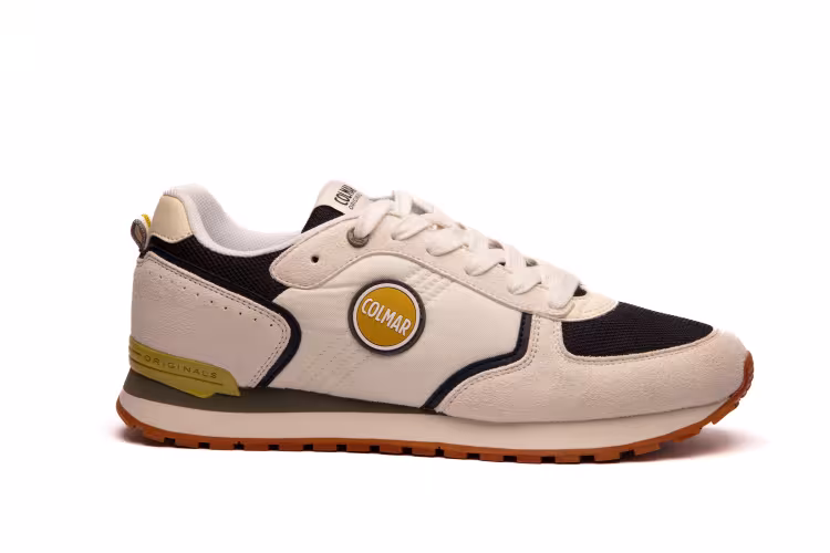 Colmar Chaussure Homme Travis Block 068 blanc cassé/marine/vert citron