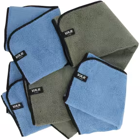 VAR Microfiber Cloth Set for Cleaning and Polishing, 5 Pieces, Gray and Blue NL-79405