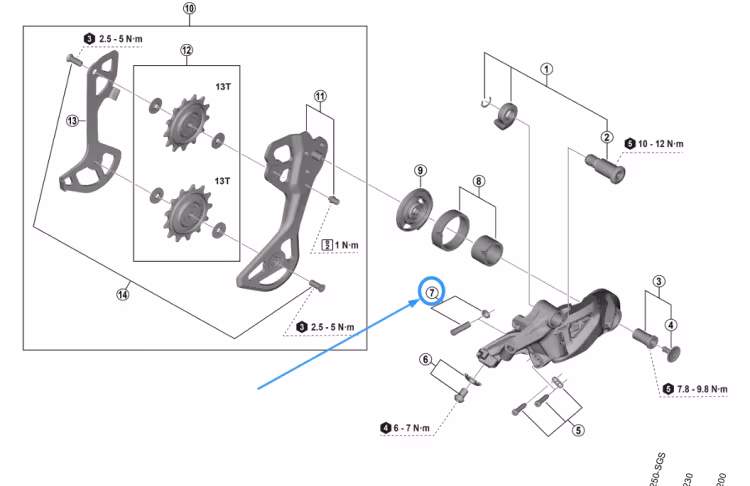 Shimano RD-M8200 Endeinstellschraube und Platte