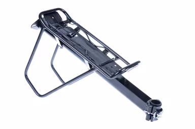 Luggage Carrier Mount on Seat Post with Side Bracket and Spring Flap Black
